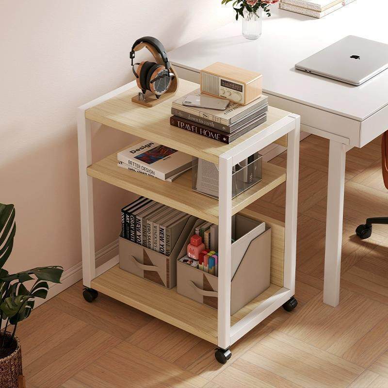 Computer Desk Side Storage Rack, Floor-Standing Office Desk File Storage and Organization Workstation, Multi-Layer Mobile Host Computer Stand