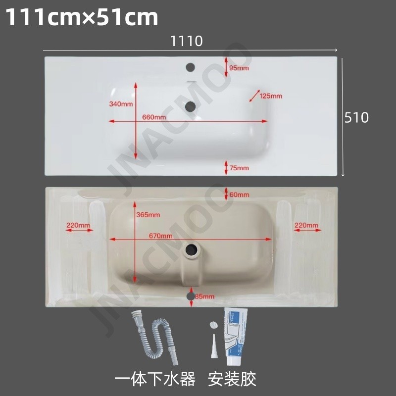 51 ワイド半埋め込み式卓上洗面器 シングル洗面器 浴室一体型セラミックキャビネット洗面器 洗面台 洗面台|undefined