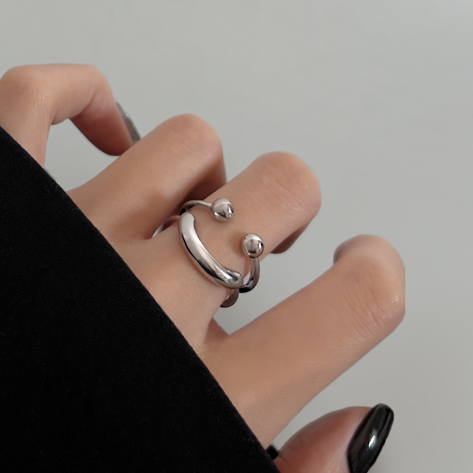 Minimalistischer Smiley-Ring für Damen, verstellbar, offener Stil, Nischendesign, vielseitiger Ring, personalisierbarer Index_voghion.com