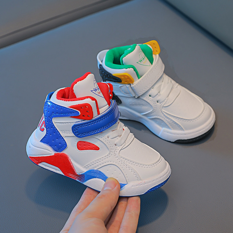 Basketball 2023 Herbst Winter Neue Jungen High Top Plüsch Sportschuhe Kleine und Mittlere kinder_voghion.com