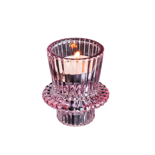 European simple pink glass candlestick romantic candlelight props home dining table candle cup internet celebrity bed and breakfast decorations
