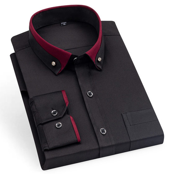 Cross-border four-sided men's long-sleeved shirt bamboo fiber self-made casual inch clothing business professional work clothes non-ironing shirt