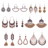 Earrings, ethnic metal woven retro set with tassels, European style, ethnic style, wholesale