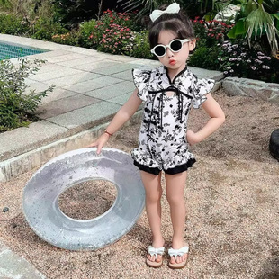 Girls' New Chinese-Style Swimsuit One-Piece Summer 2025 New Kidsren's Super Nice Quick-Drying Chinese-Style Swimsuit for Girls