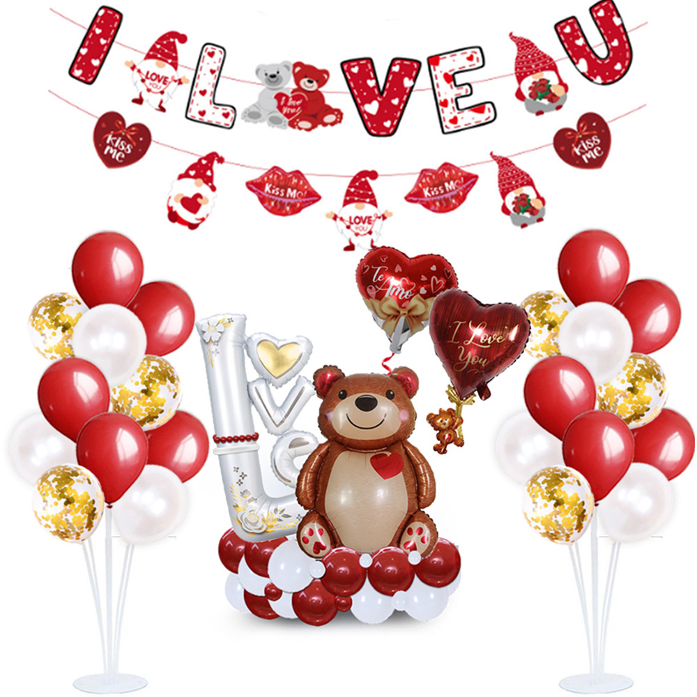 Nuevo Día de San Valentín traje globo película de aluminio amor impresión globo boda confesión fiesta bandera diseño Decoración