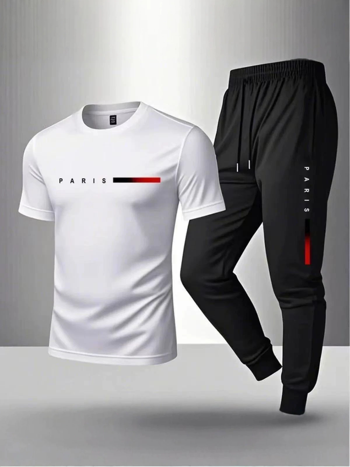 Sports suit, men's summer set, body-friendly trousers with a round collar for training for gym, direct factory sales, for running 2