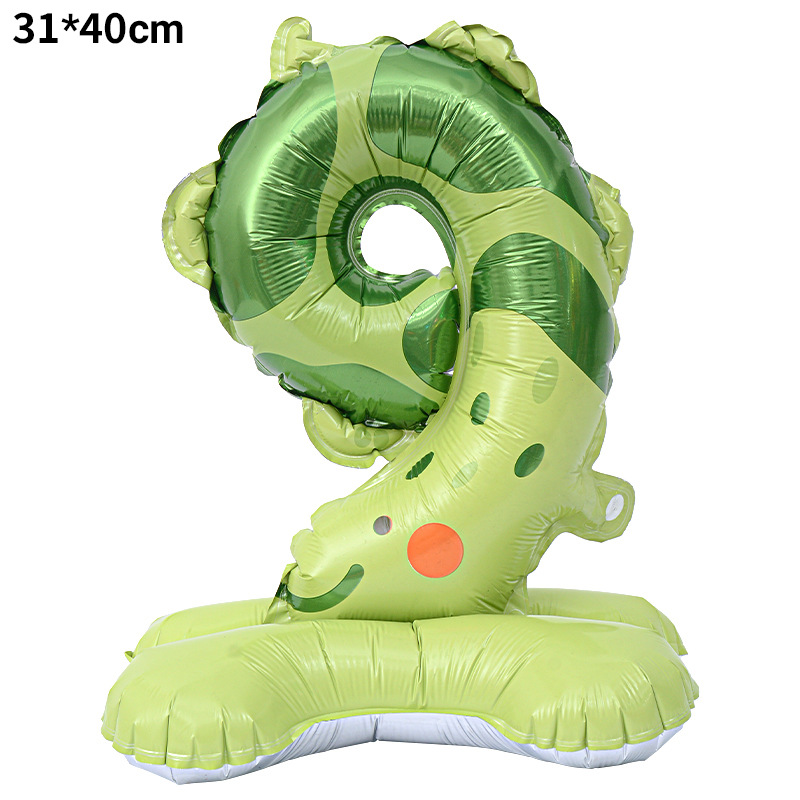 Transfronteriza nueva columna digital de animales de 23 pulgadas globo de aluminio forma de dibujos animados 0-9 decoración de diseño de escena de cumpleaños