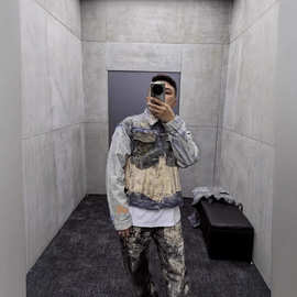 毒家现货正确版本AC家25新款3D打印牛仔夹克外套宽松版型男女同款