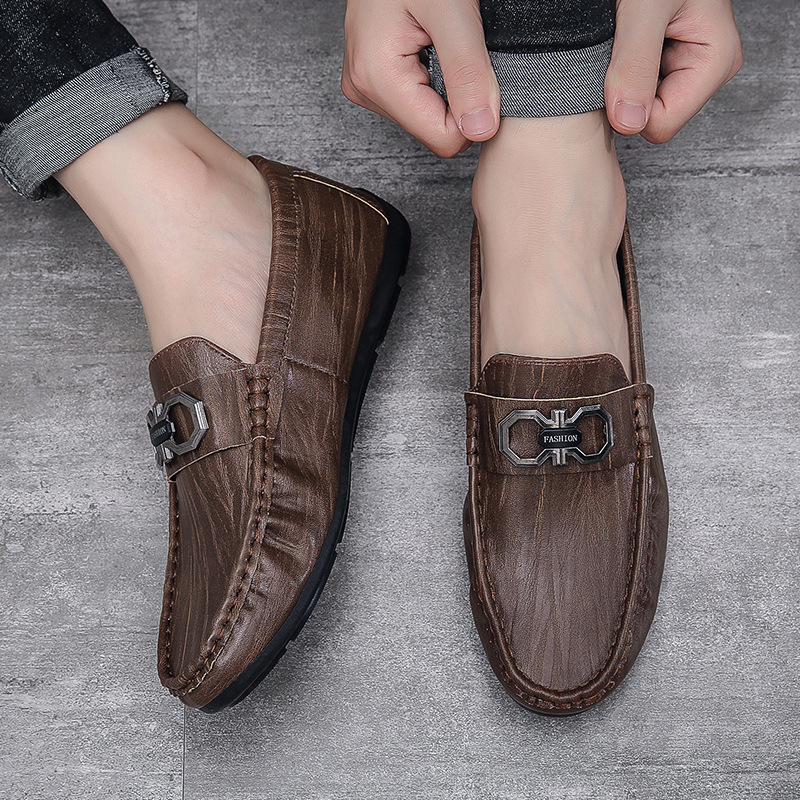 Peas shoes men's shoes spring and summer breathable men's casual men's shoes soft sole beanie shoes trendy versatile slip-on lazy shoes_vogarts.com