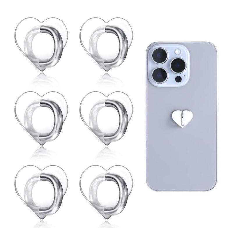 Heart-Shaped Phone Charm Hook Adhesive Metal Phone Charm Grip Cute Phone Finger Grip Ring Stand Phone