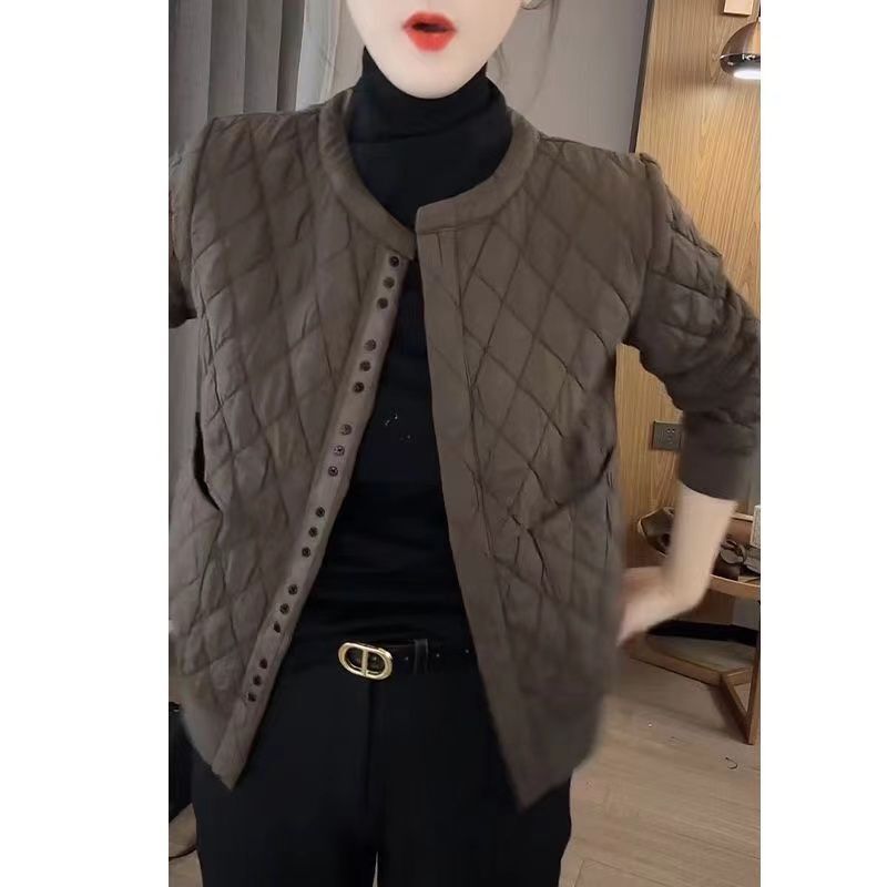 Vintage Quilted Lightweight Warm Cotton Jacket for Women, New Winter Casual Stylish Slim-Fit Fashion Cotton Coat for Petite Women