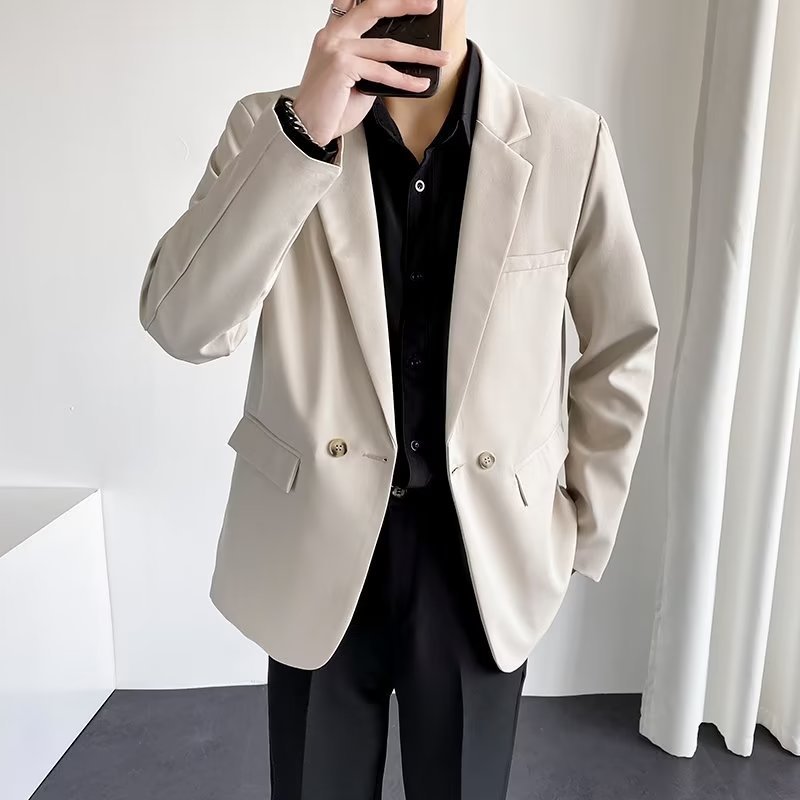 网红小西服男春秋季发型师痞帅痞帅上衣韩版潮流修身休闲西装外套