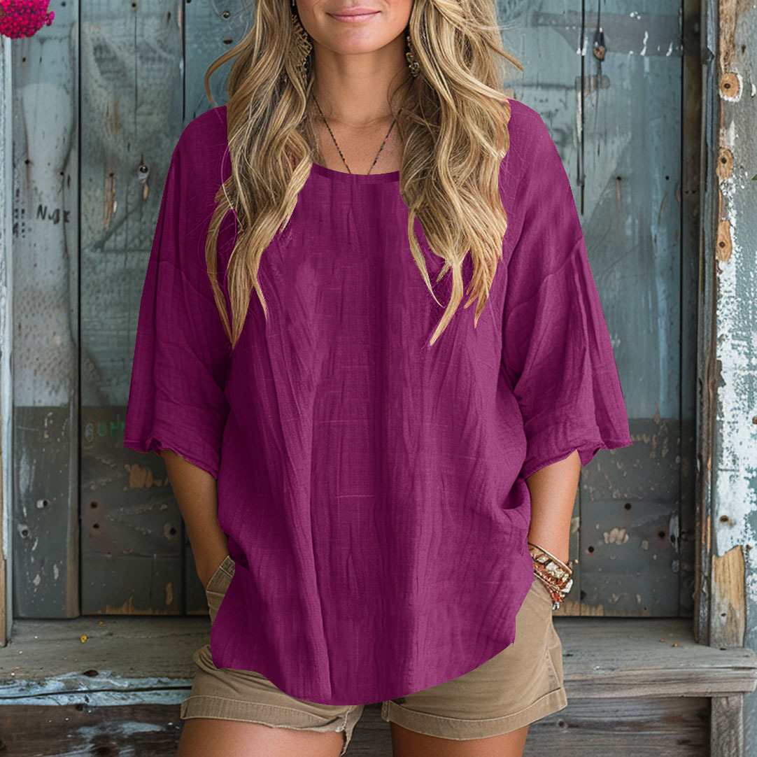 2026 Shein Independent Site European And American Cross-border Casual Slit Cotton-linen Top New Hot-selling Item_ecoleips.com