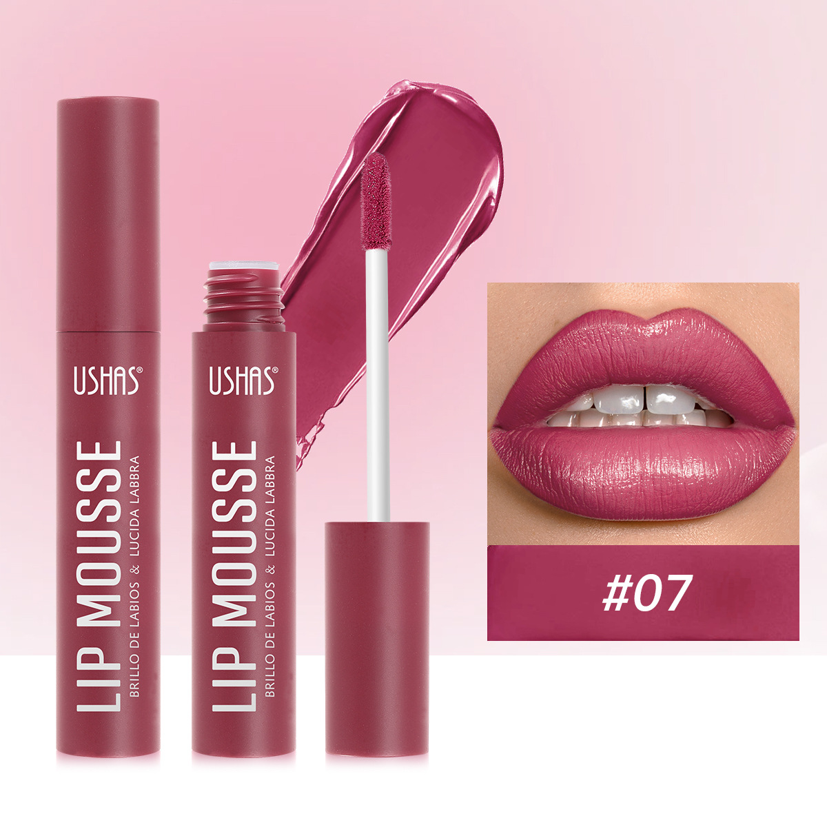 USHAS transfronterizo europeo y americano ahora mate de larga duración impermeable fino flash Amazon venta caliente esmalte de labios UC033A B