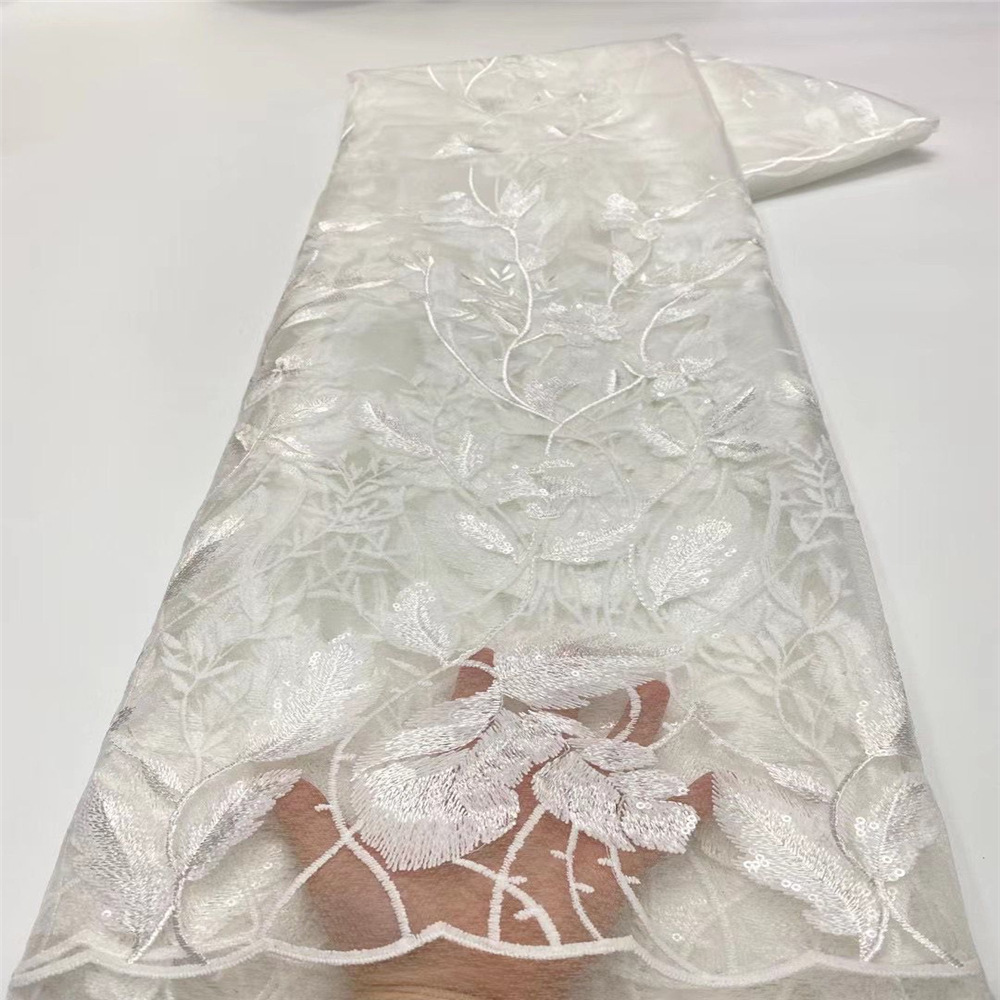 Color sólido lentejuelas bordado encaje tela lentejuelas encaje cheongsam vestido rendimiento ropa bordado tela JX2272 image 8