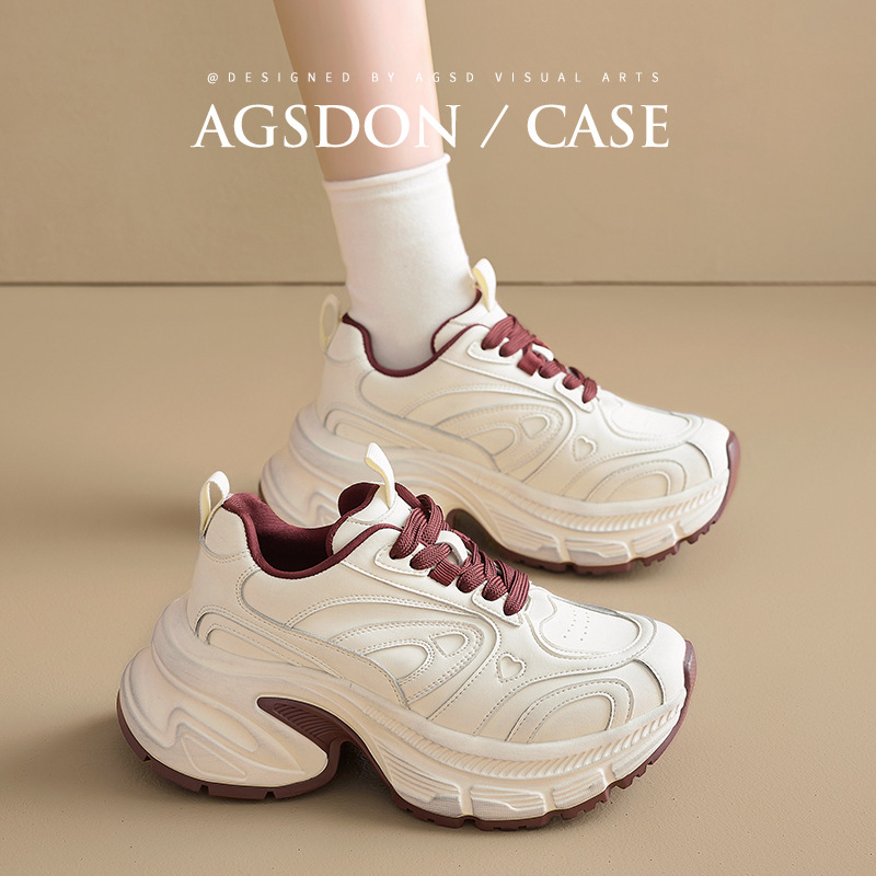 Augu Shi Deng zapatos de fondo grueso para padres y mujeres 2026 primavera nuevo ligero mostrando pies pequeños zapatos deportivos casuales zapatos para correr