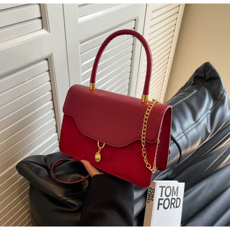 Borsa a tracolla in velluto rosso retro piccola borsa a mano sposa_voghion.com