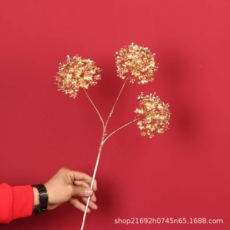 Artificial Golden Eucalyptus Leaf Artificial Flower Factory Direct Sales Three-Head Single Head Viburnum Macrocephalum Anthurium Andraeanum Lind Rose