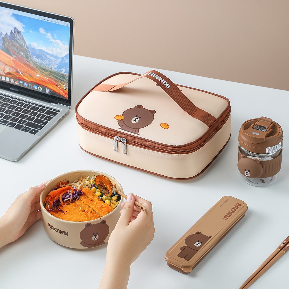 Cartoon Primary School Student Lunch Bag Flat Children's Insulated Lunch Box Bag Portable Aluminum Foil Thickened with Rice Bag