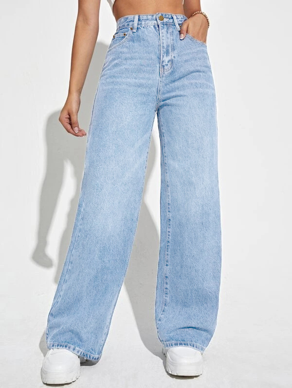 Damen Jeans Mit Hoher Taille Für Einen Schmalen Geraden Schnitt_voghion.com