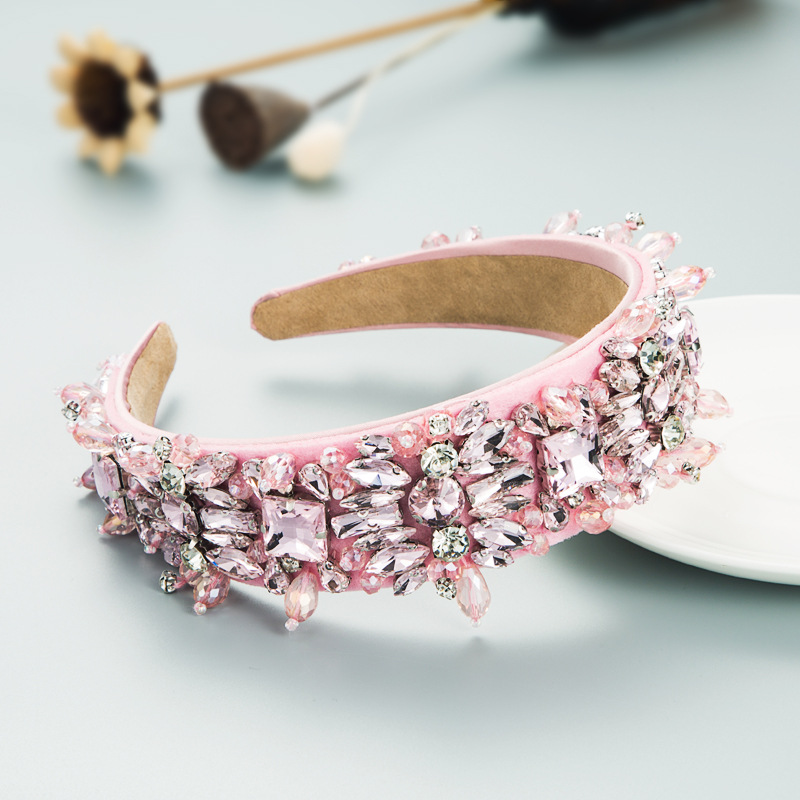 Fashion Hand-sewn Crystal Glass Diamond Headband display picture 4