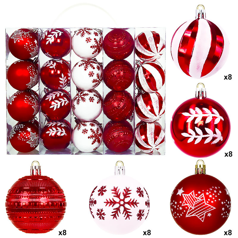 Amazon Cross-border Christmas Ball Set 6CM40 bolas decorativas de Navidad bolas pintadas bolas de plástico galvanizado