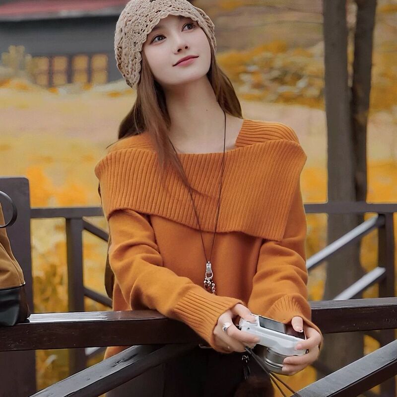Stunning autumn and winter outfits: new Korean-style sweaters for women, featuring unique and beautiful asymmetrical knit tops and outerwear