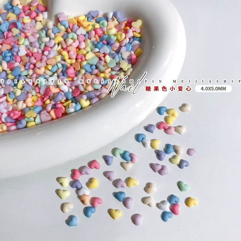 Small Love Nail Art Jewelry Candy Color Flat Bottom Mini Love Diamond Cute Macaron Nail Paste