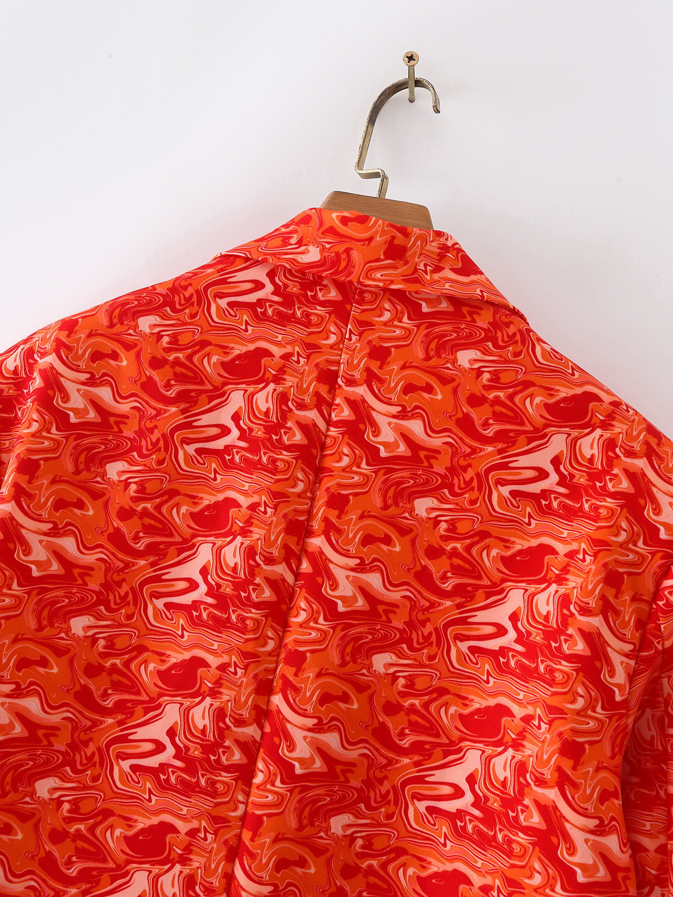women s orange printing blazer nihaostyles wholesale clothing NSAM82075