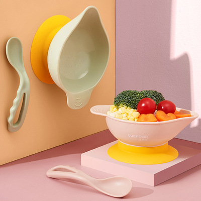 Baby sucker bowl Solid Spoon suit baby Children training Bowl Glue bowl Baby Bowl Set