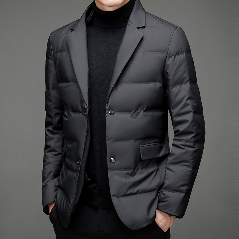 Desmontable bufanda collar traje de cuello abajo chaqueta de los hombres de invierno cálido Delgado casual simple color sólido joven y de mediana edad estilo coreano