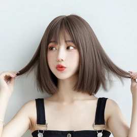 假发女短发Bobo波波头全头套逼真修脸整顶网红锁骨短直发中长发