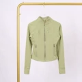 Mystic green gold zip-up cropped jacket