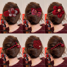 秋冬红色鸭嘴夹发夹女后脑勺大号一字夹2025新款高级感扭扭夹头饰