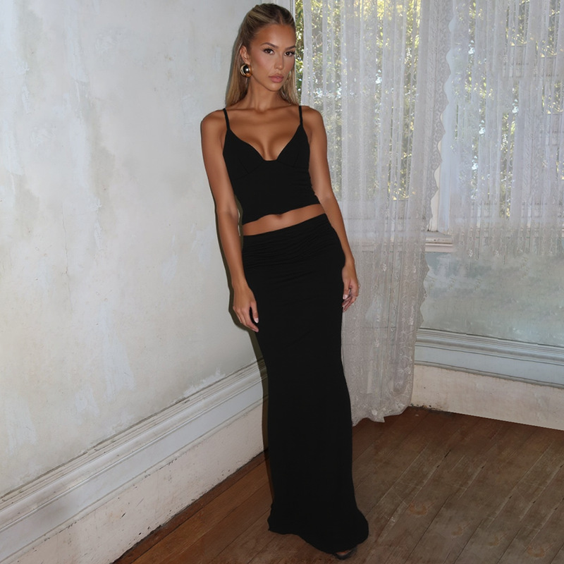 Set met camisole met v-hals en bodycon rok voor dames_voghion.com