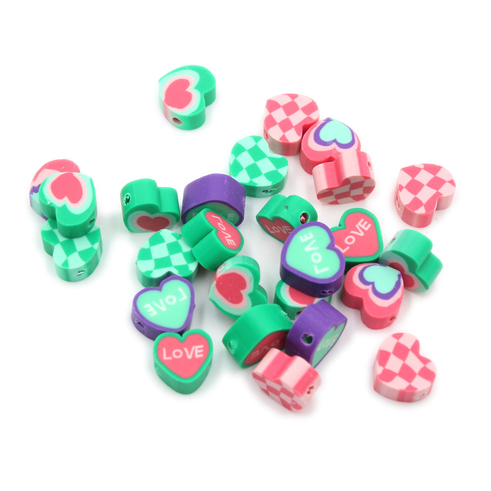 Cuentas de cerámica suave DIY, caras sonrientes, sueltas para pulseras y collares