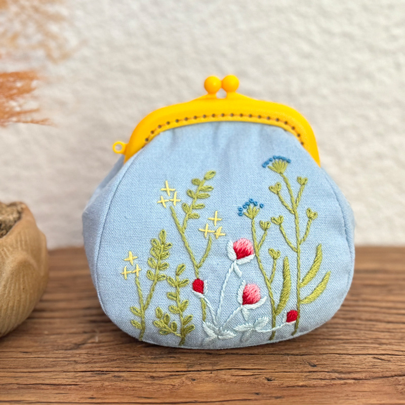 Lu bordado tela oro bolsa bordado a mano europea bolsas DIY material tridimensional bordado simple bolsa de bordado casera