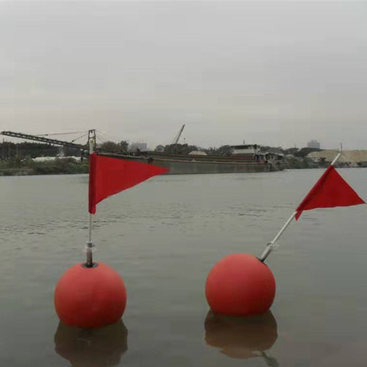 河岸警示圆形浮漂 龙舟赛道警示浮球 可插旗定位