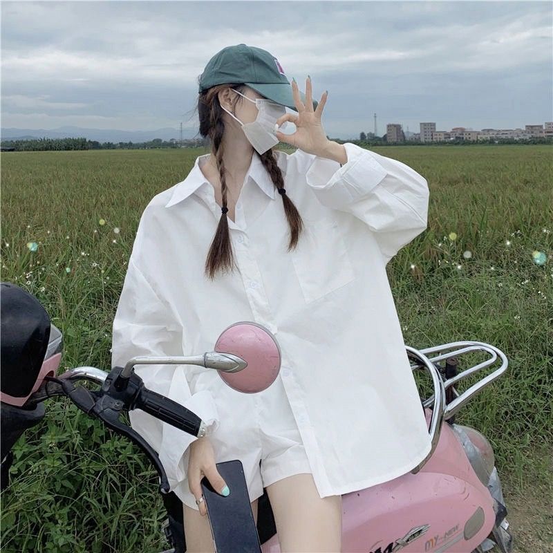 White Shirt for Women, Spring and Autum Long-Sleeved Tops for Women, Niche Autum and Winter Layering Outer Bottoming Shirts