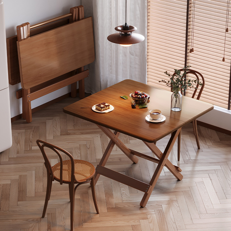 Mesa plegable, mesa de comedor doméstica, tabla de alquiler, mesa cuadrada de escritura de casa pequeña, mesa cuadrada