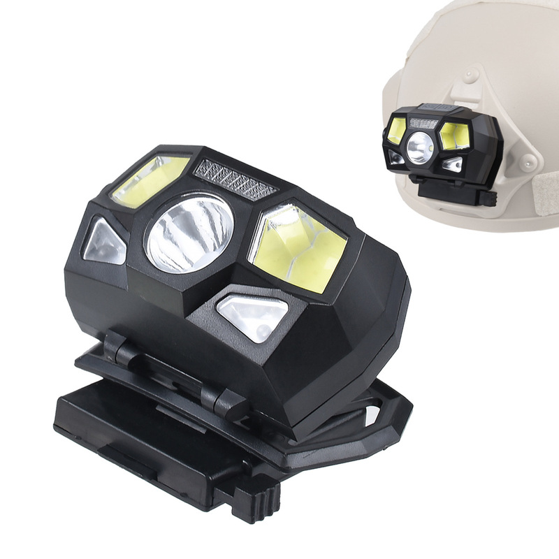 Fast Helmet Headlight Multi-Level Strong Light Waterproof Wave Sensor Xpe+Cob Signal Light USB Rechargeable Fishing Light
