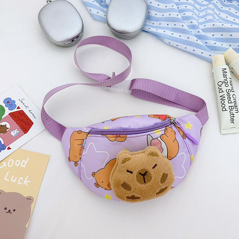 Kapibara bolso de pecho para niños nuevos dibujos animados lindos bolso de cintura para chicas extranjeras versátiles bolso de cintura para niños
