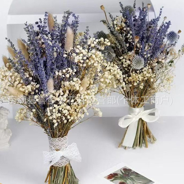 Lavender dried flower bouquet multi-headed roses