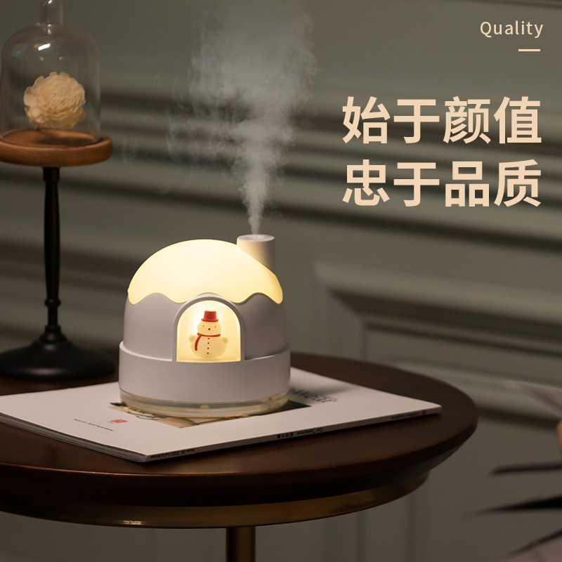 雪屋加湿器ナイトライトusb静音ミニかわいいデスクトップ空気清浄器アトマイザー加湿器ギフト|undefined