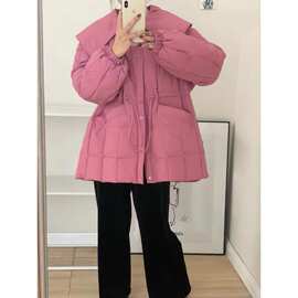 新品娃娃领冬季羽绒服新款收腰显瘦中长款鸭绒可爱小个子洋气外套