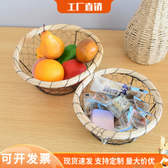 デスクトップ果物野菜バスケット鉄芸パンバスケット鉄線お菓子スナック収納バスケット