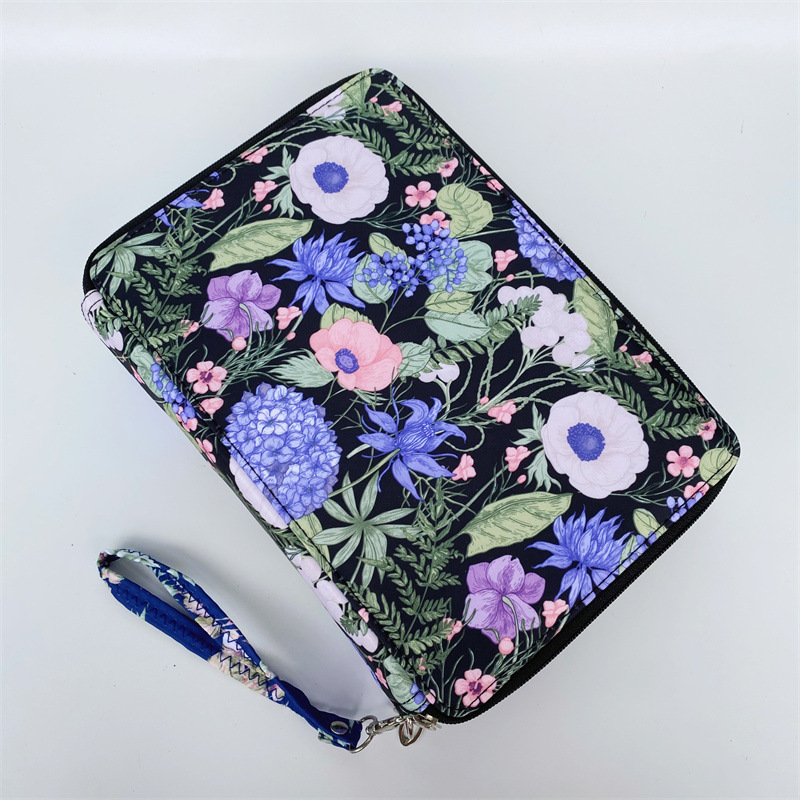 Bolsa de lápices multicolor con estampado de tela Oxford, bolsa de papelería para estudiantes, bolsa de lápices de almacenamiento de pintura artística con 200 agujeros, cremallera portátil