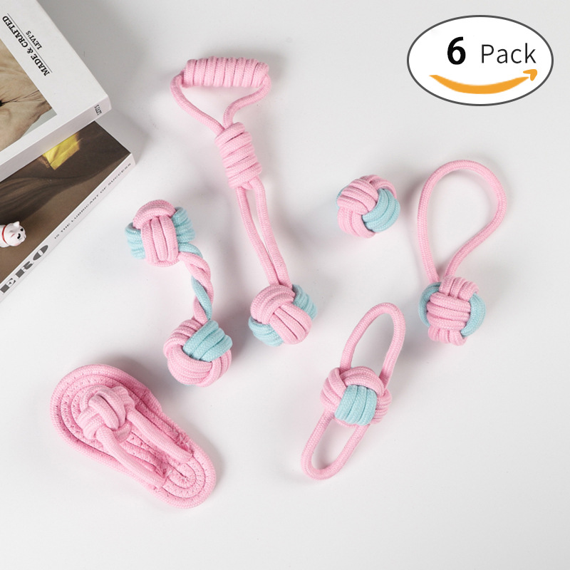 El popular juego de juguetes para la dentición de perros de Amazon, juguete de cuerda de algodón para mascotas, resistente a las mordidas, alivia el aburrimiento, suministra juguetes de autoentretenimiento.