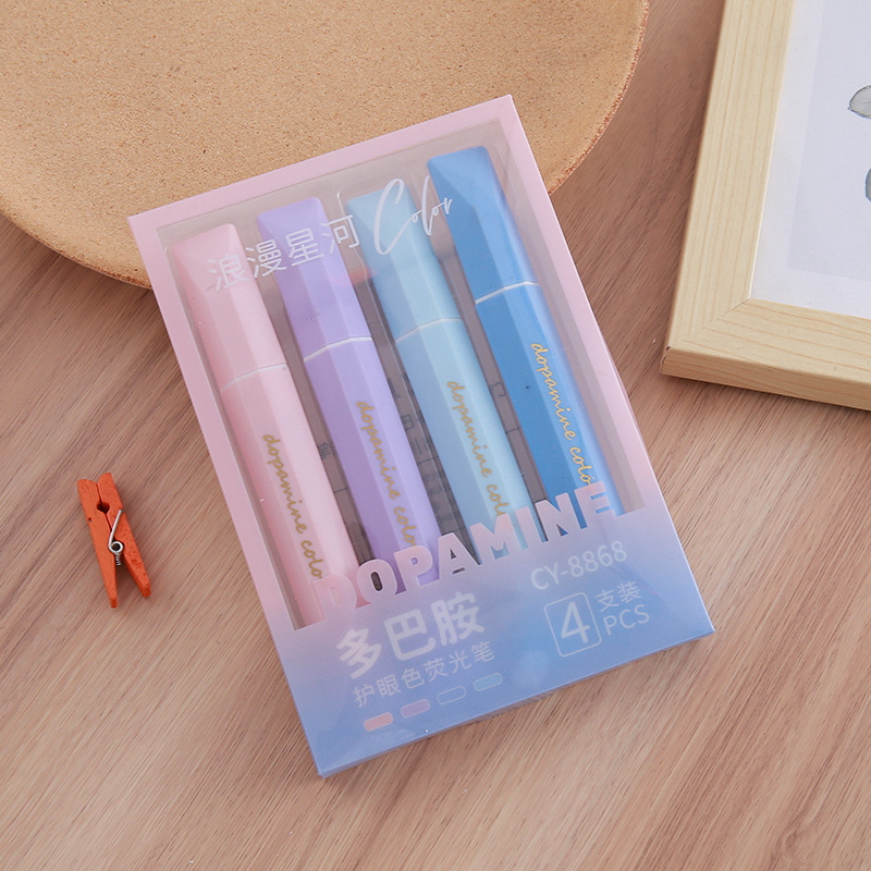 Resaltador de alto valor Papelería creativa Bolígrafo de marcado para estudiantes Protección ocular Bolígrafo de mano de color dopamina al por mayor