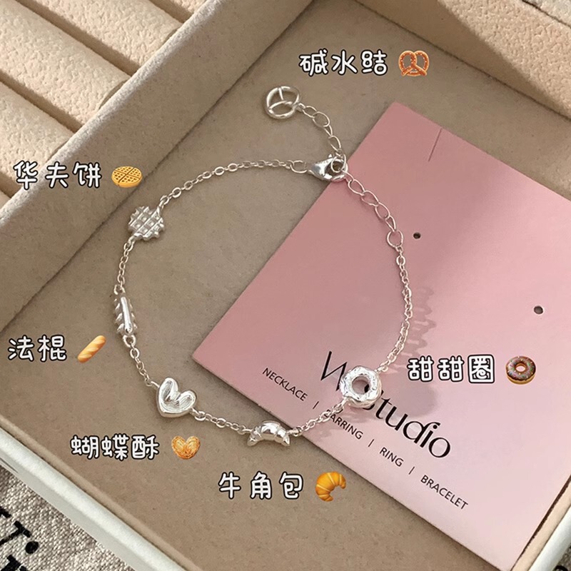 For Evening silver Bread Head Bracelet Women's Niche Silver Jewelry Women's Accessories Fine Design Jewelry Explosions South Korea